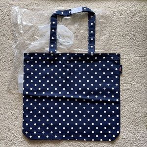 J.crew canvas shopping tote navy polka dots